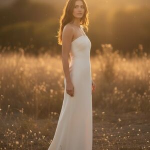 catania cream linen strapless midi dress CATANIA CREAM LINEN STRAPLESS MIDI DRESS